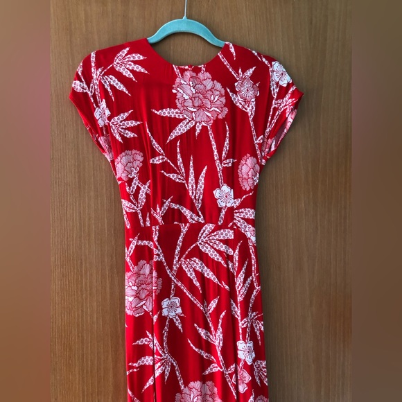 Warehouse London Dress, Floral Red Print, Size 2 - Picture 5 of 9